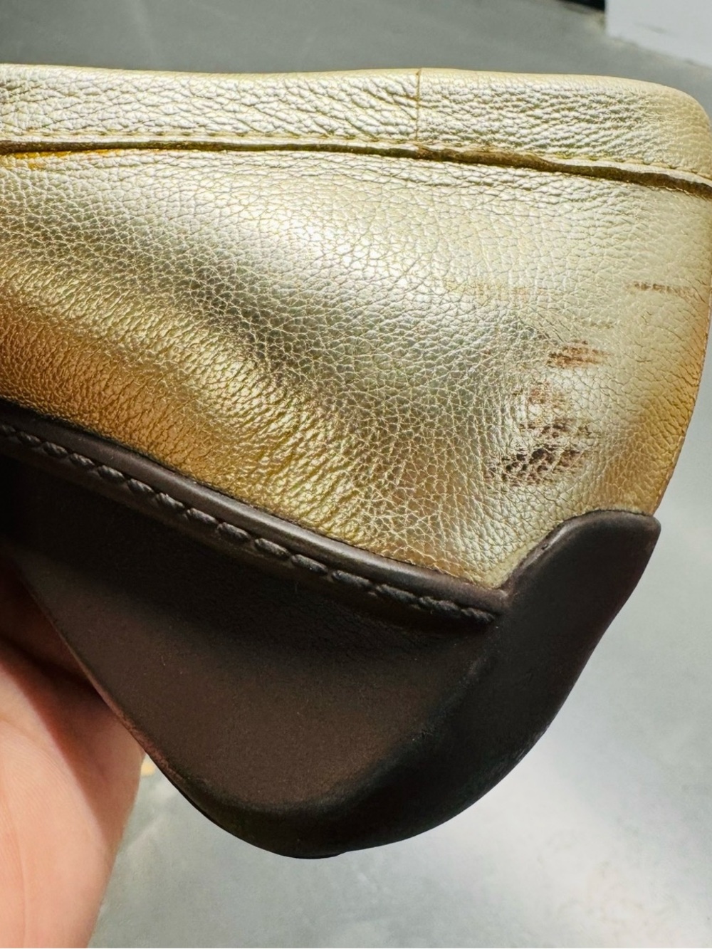 Ralph Lauren Metallic Gold Leather Ballet Loafers - Picture 11 of 11